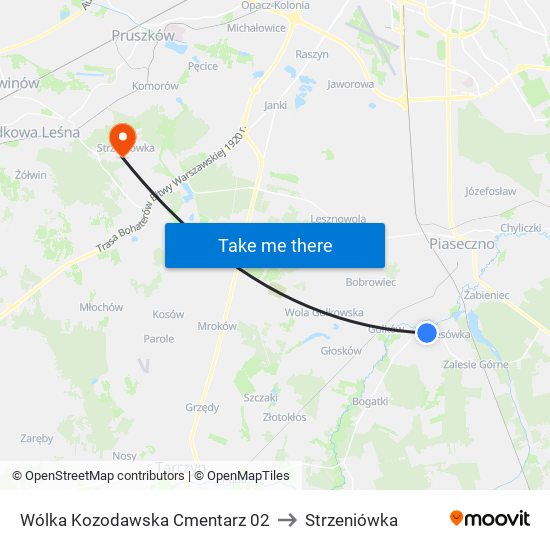 Wólka Kozodawska Cmentarz 02 to Strzeniówka map