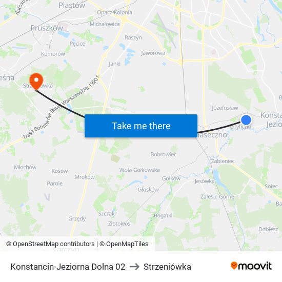 Konstancin-Jeziorna Dolna 02 to Strzeniówka map