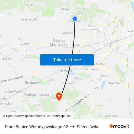 Stare Babice Wołodyjowskiego 02 to Strzeniówka map