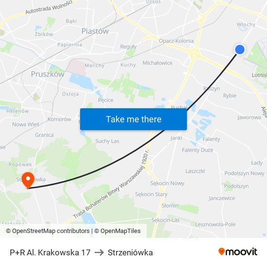 P+R Al. Krakowska 17 to Strzeniówka map