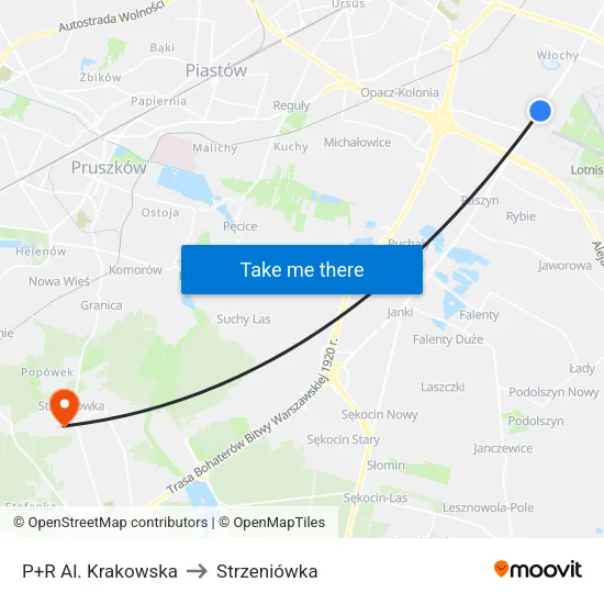 P+R Al. Krakowska to Strzeniówka map