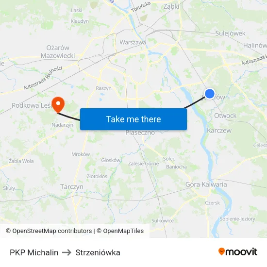 PKP Michalin to Strzeniówka map