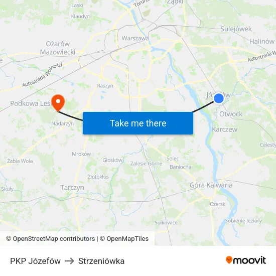 PKP Józefów to Strzeniówka map
