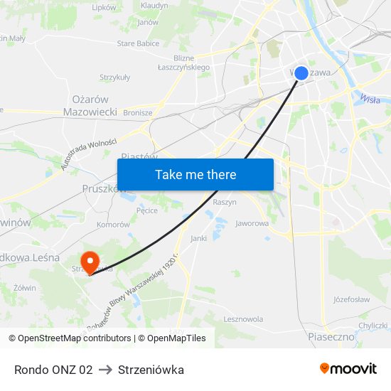 Rondo ONZ 02 to Strzeniówka map