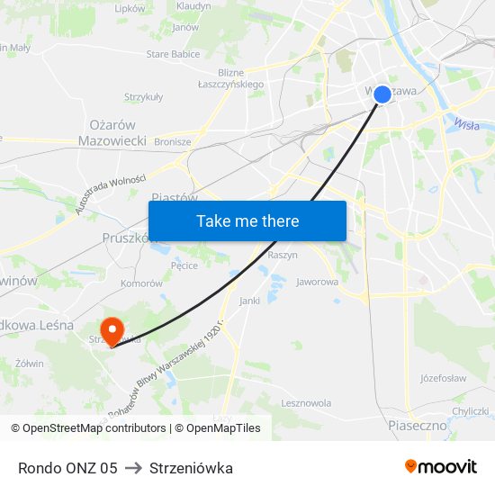 Rondo ONZ 05 to Strzeniówka map