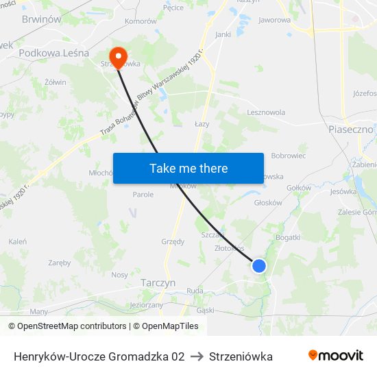 Henryków-Urocze Gromadzka 02 to Strzeniówka map