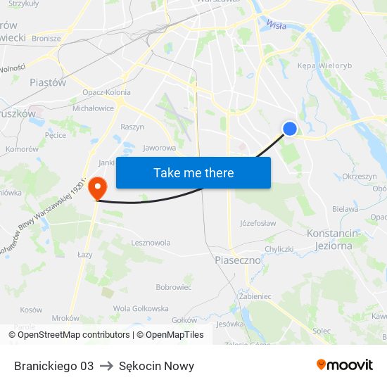 Branickiego 03 to Sękocin Nowy map