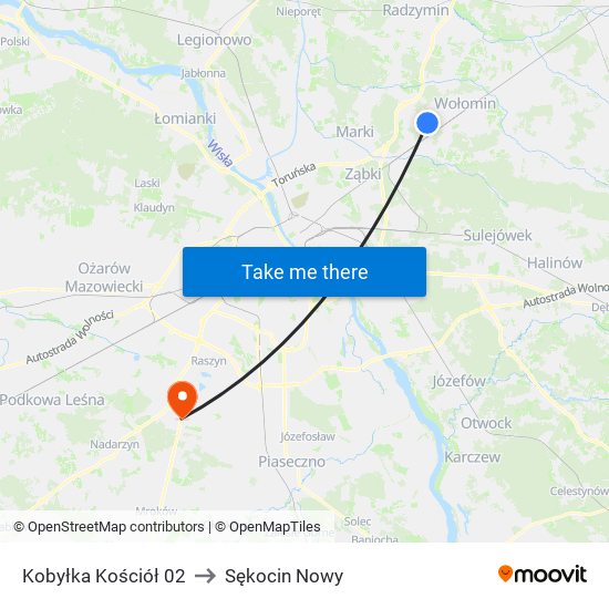 Kobyłka Kościół 02 to Sękocin Nowy map