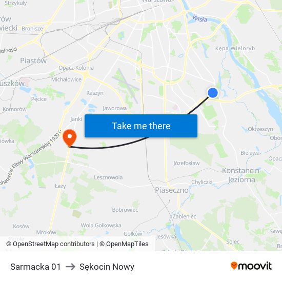 Sarmacka 01 to Sękocin Nowy map