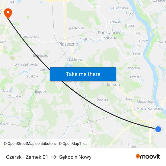 Czersk - Zamek 01 to Sękocin Nowy map