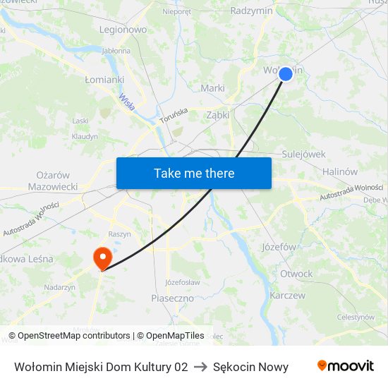 Wołomin Miejski Dom Kultury 02 to Sękocin Nowy map