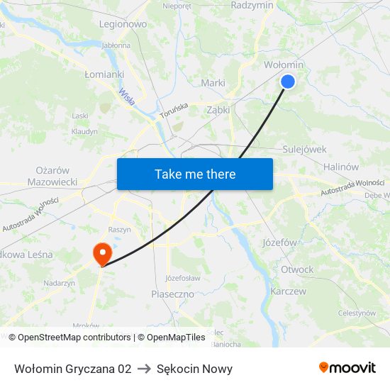 Wołomin Gryczana 02 to Sękocin Nowy map