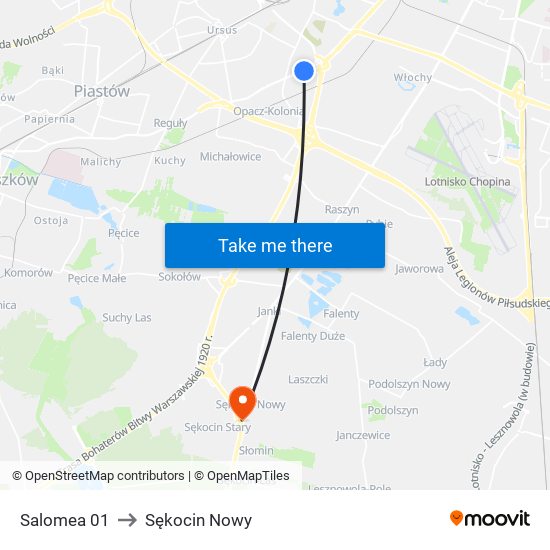 Salomea 01 to Sękocin Nowy map