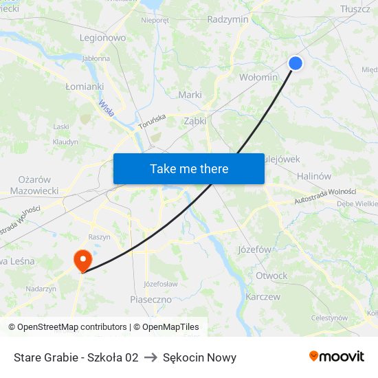 Stare Grabie-Szkoła to Sękocin Nowy map