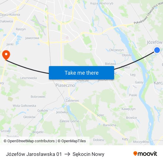 Józefów Jarosławska 01 to Sękocin Nowy map