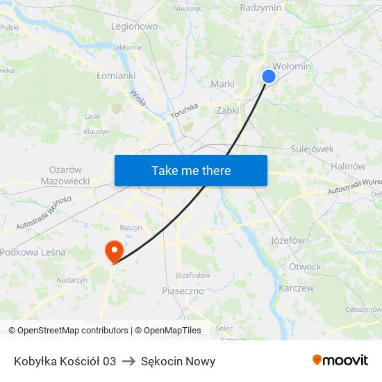 Kobyłka Kościół 03 to Sękocin Nowy map