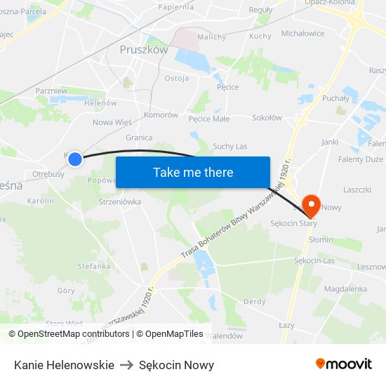 Kanie Helenowskie to Sękocin Nowy map