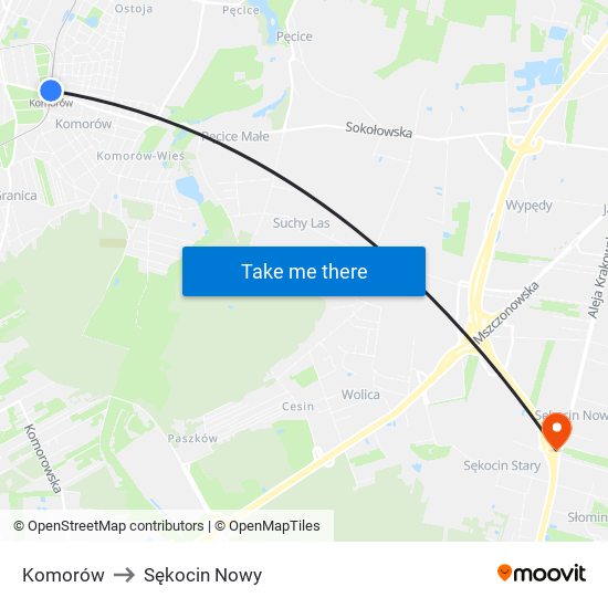 Komorów to Sękocin Nowy map