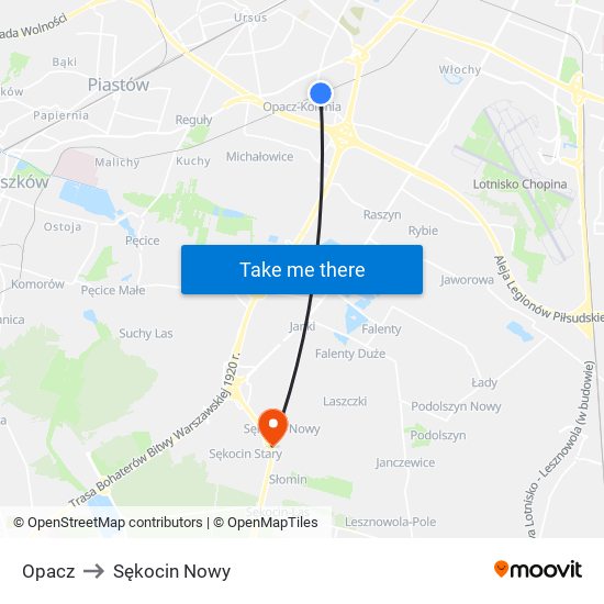 Opacz to Sękocin Nowy map