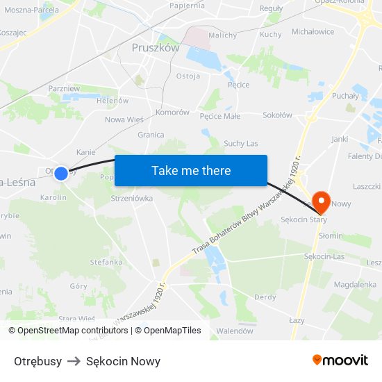 Otrębusy to Sękocin Nowy map