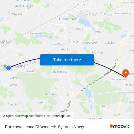 Podkowa Leśna Główna to Sękocin Nowy map