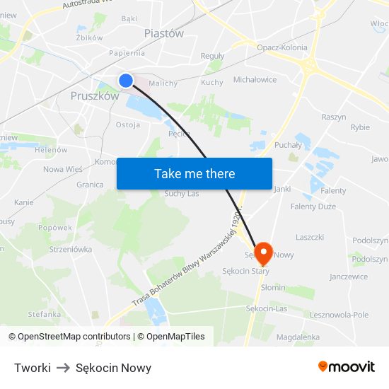 Tworki to Sękocin Nowy map