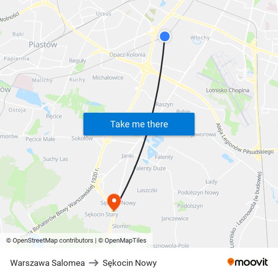 Warszawa Salomea to Sękocin Nowy map