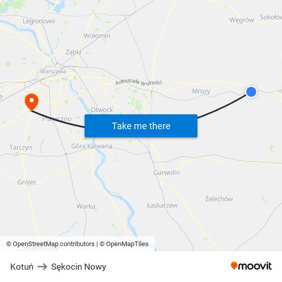 Kotuń to Sękocin Nowy map