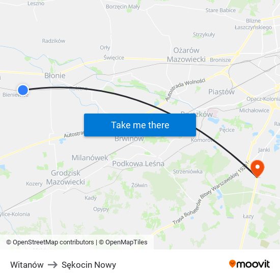 Witanów to Sękocin Nowy map