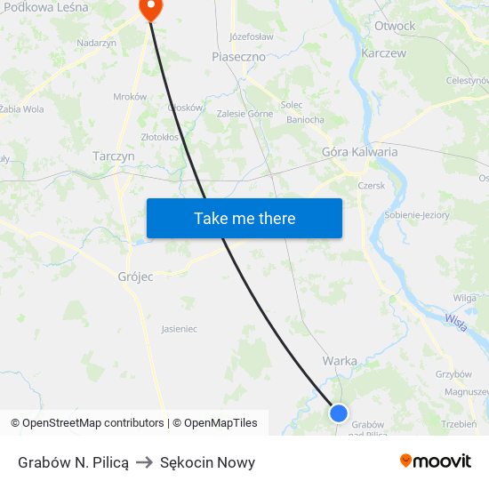 Grabów N. Pilicą to Sękocin Nowy map