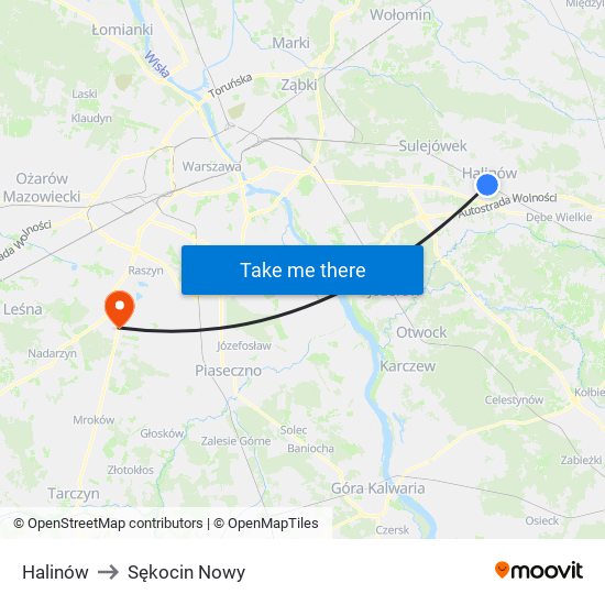 Halinów to Sękocin Nowy map