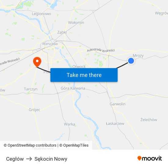 Cegłów to Sękocin Nowy map