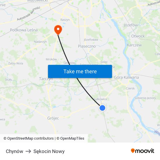 Chynów to Sękocin Nowy map