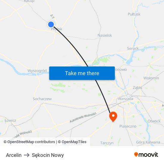 Arcelin to Sękocin Nowy map