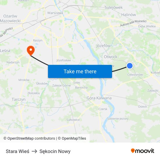 Stara Wieś to Sękocin Nowy map