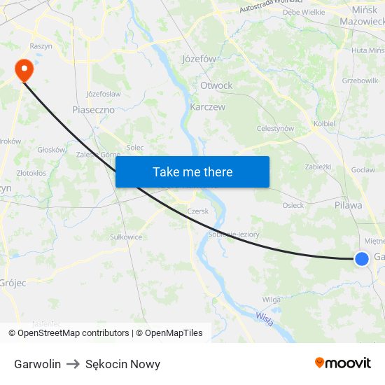 Garwolin to Sękocin Nowy map