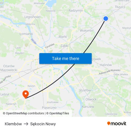 Klembów to Sękocin Nowy map