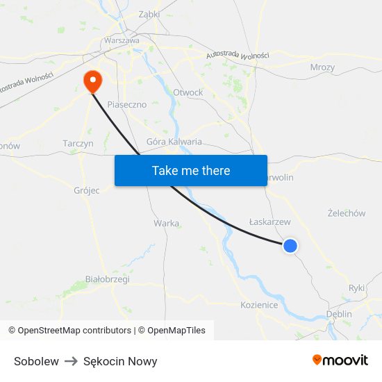 Sobolew to Sękocin Nowy map