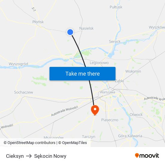 Cieksyn to Sękocin Nowy map