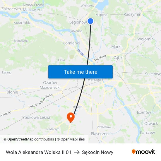 Wola Aleksandra Wolska II 01 to Sękocin Nowy map