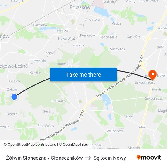 Żółwin Słoneczna / Słoneczników to Sękocin Nowy map