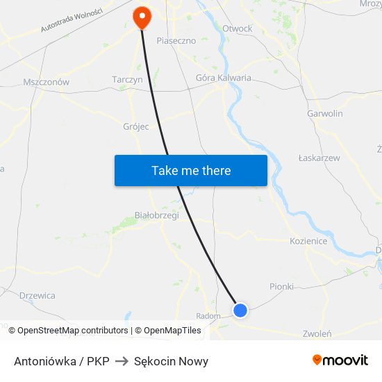 Antoniówka / PKP to Sękocin Nowy map