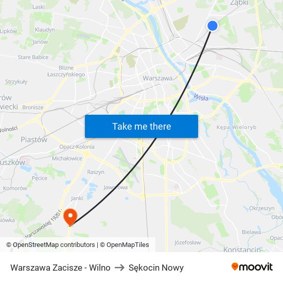 Warszawa Zacisze - Wilno to Sękocin Nowy map