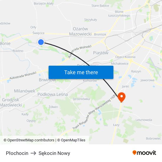 Płochocin to Sękocin Nowy map