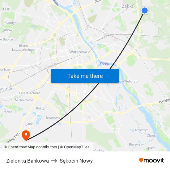 Zielonka Bankowa to Sękocin Nowy map