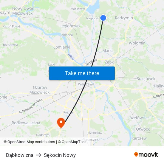 Dąbkowizna to Sękocin Nowy map