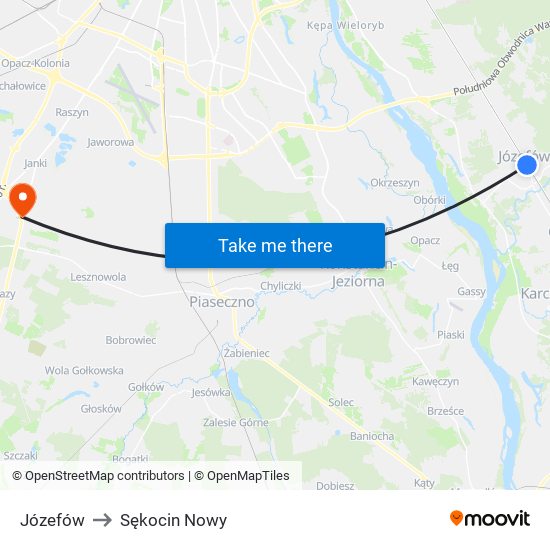 Józefów to Sękocin Nowy map