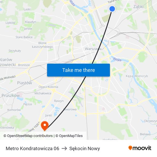 Metro Kondratowicza 06 to Sękocin Nowy map