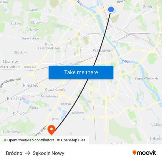 Bródno to Sękocin Nowy map