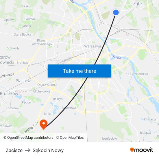 Zacisze to Sękocin Nowy map